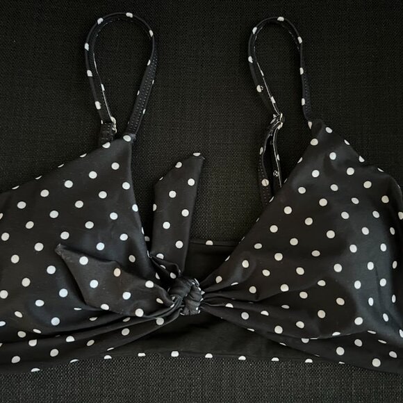 Blooming Jelly Black White Polka Dot Removable Pads Bikini Top Swimsuit Large - Picture 2 of 7